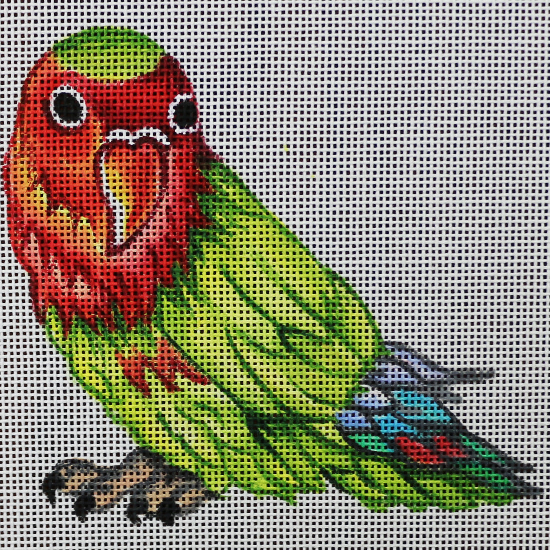 R569 Green parrot w/ red head
