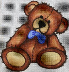 R571 Brown teddy bear w/ blue bowtie