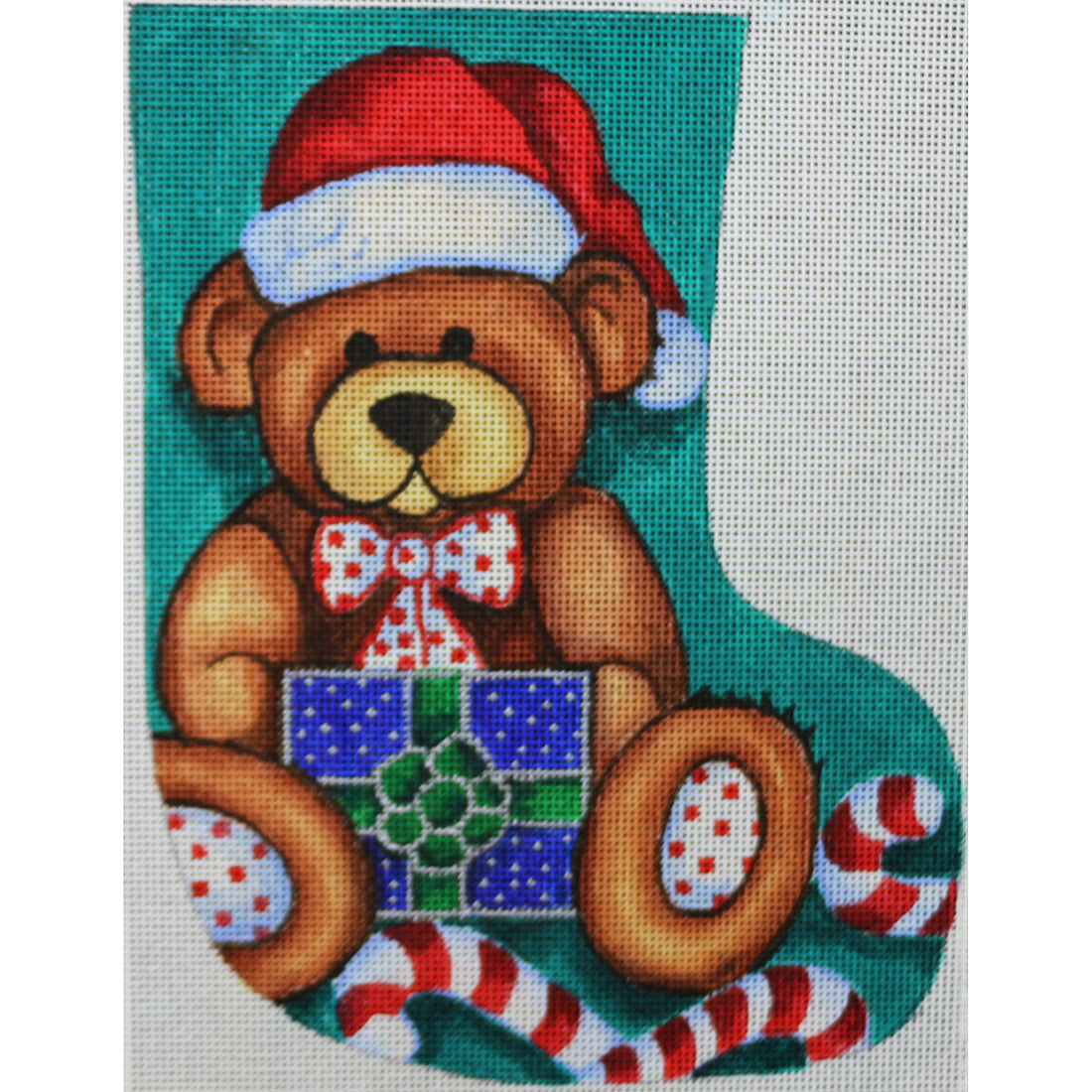 R618 Teddy Bear with Santa Cap and Candy Canes