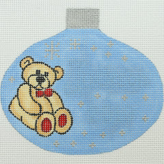 R633 Blue/Silver Ornament with Teddy Bear