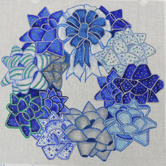 R654 Blue/Silver Wreath made from Bows