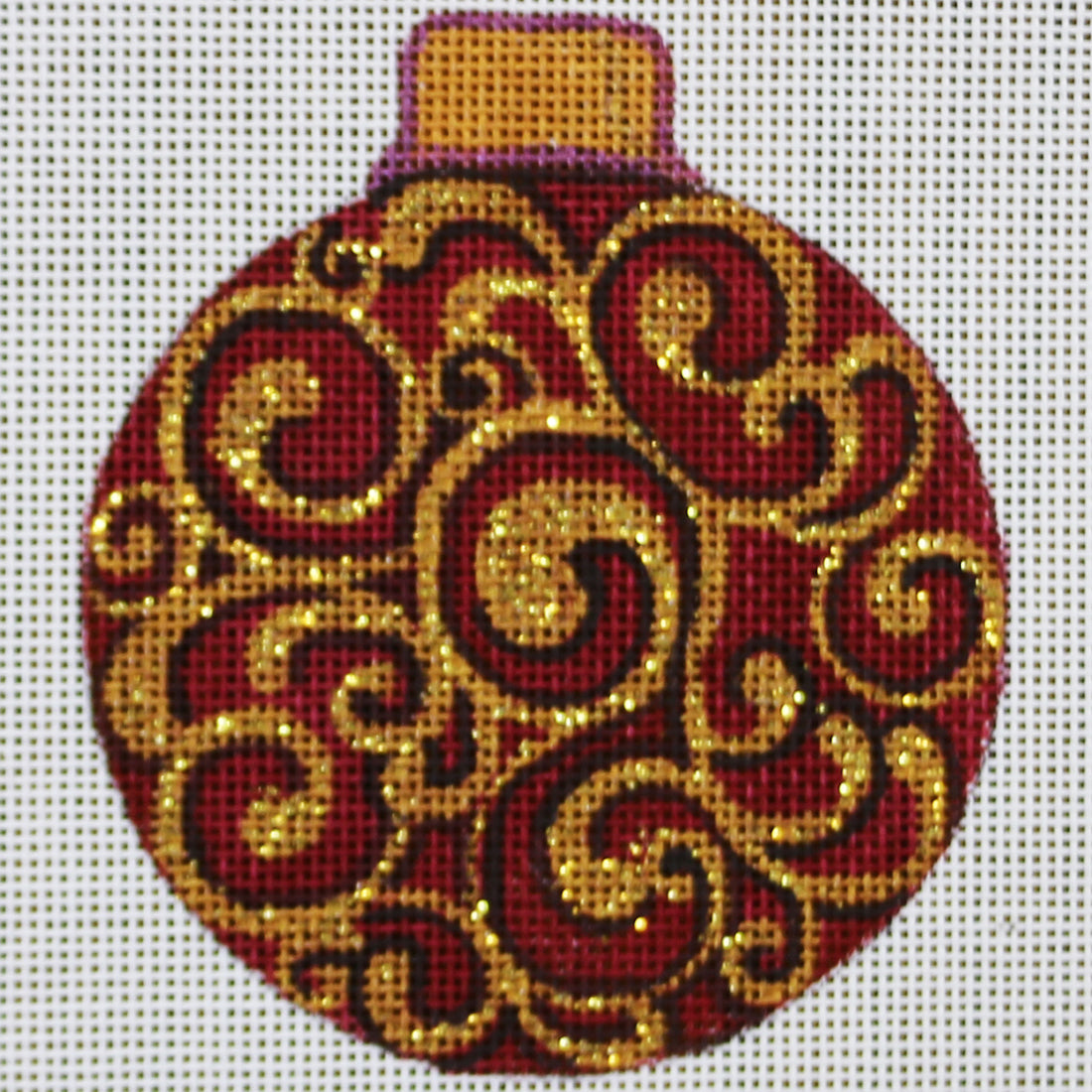 R673 Maroon/Gold Round Ornament