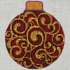 R673 Maroon/Gold Round Ornament