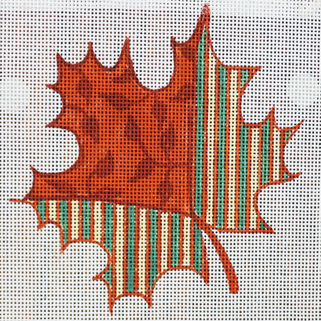 R786 Orange and yellow and Green Striped Leaf