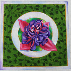 R807 Pink & Purple flower on green background