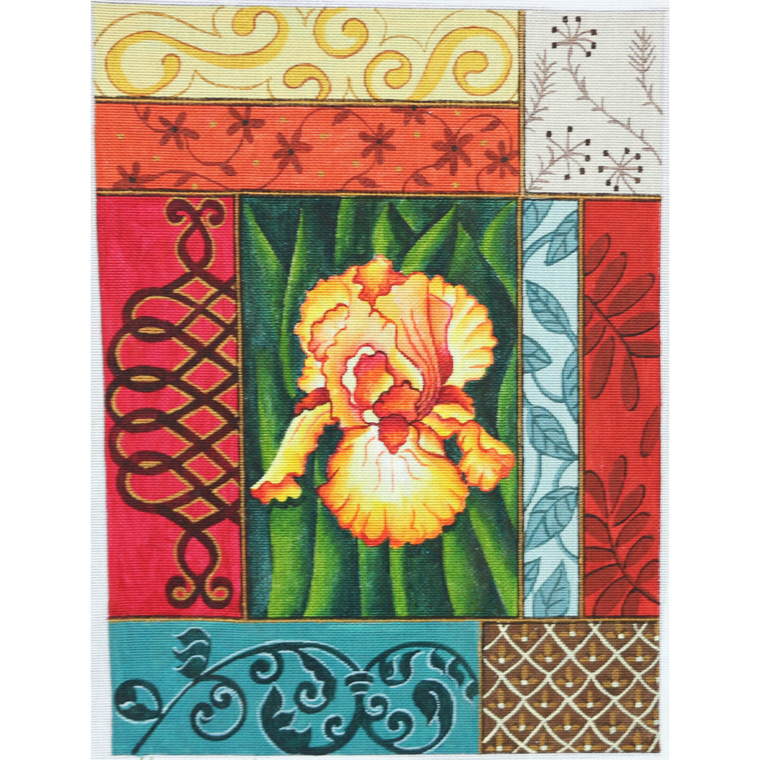R814 Patchwork w/ Orange Flower
