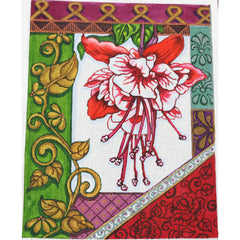 R935 Red Flower w/ white background and patchwork