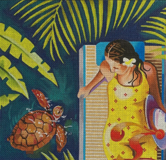 PE185 Woman Watching Turtle