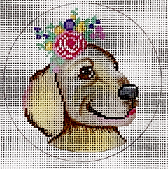 JA-09 Golden Puppy with Flower Crown