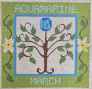 CH-1029 Aquamarine March Birthstone Square