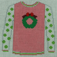 O199W Wreath on Pink Sweater