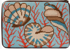SZ618 Shells & Coral Purse - Stitch N' Zip Cosmetic Purse