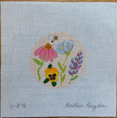 KKO275 Flowers 2 on Pink - 18 mesh 4 x 4