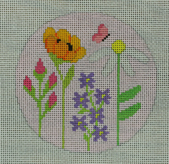 KKO276 Flowers 3 on Lavendar - 18 mesh 4 x 4