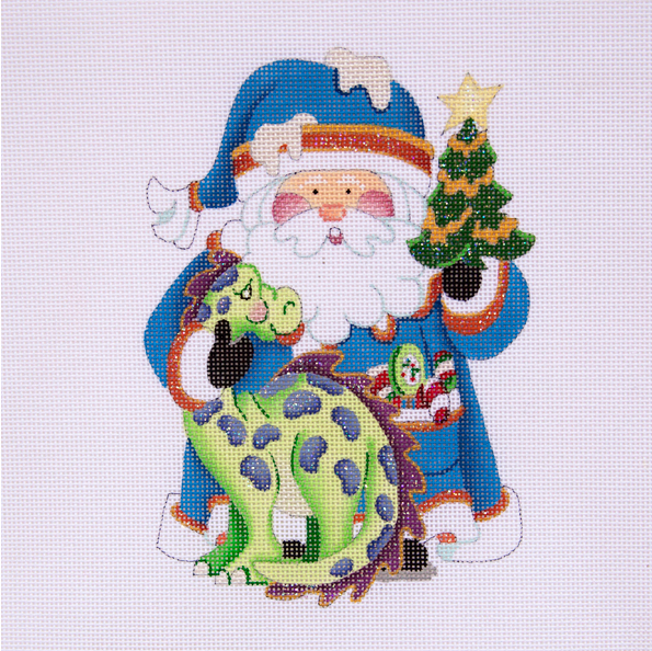 COSA 52 Squatty Santa Blue Santa with Dinosaur