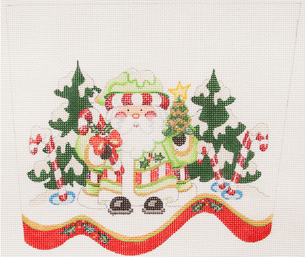 CSC104-18 Stocking Cuff Santa and Candy Canes