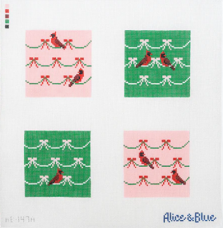 AB147A All Wrapped Up Cardinal Coaster Set