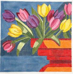 AP4724 Tulips in a Red Vase