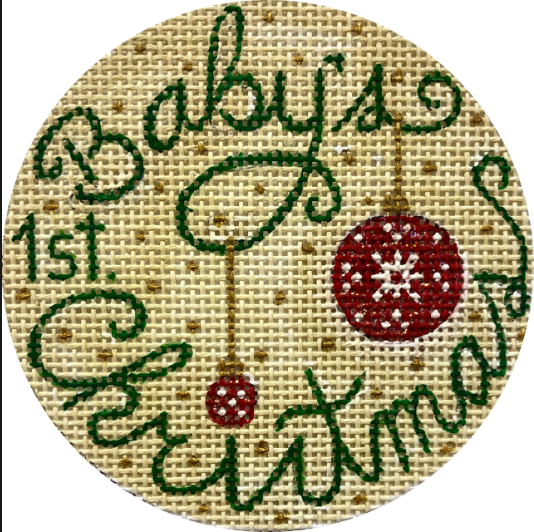 Stitching Girl Merry Christmas Round