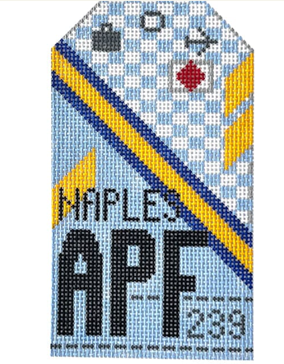 APF Hedgie Needlepoint Luggage Tag- Naples APF Airport