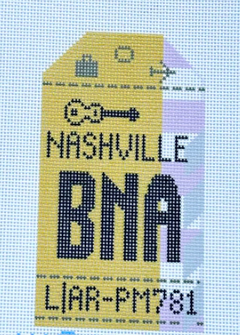 BNA Hedgie Needlepoint Luggage Tag- Nashville Airport