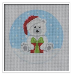 BB12 White Santa Bear with Present