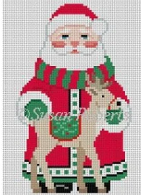 1220F Red Long Coat with Reindeer