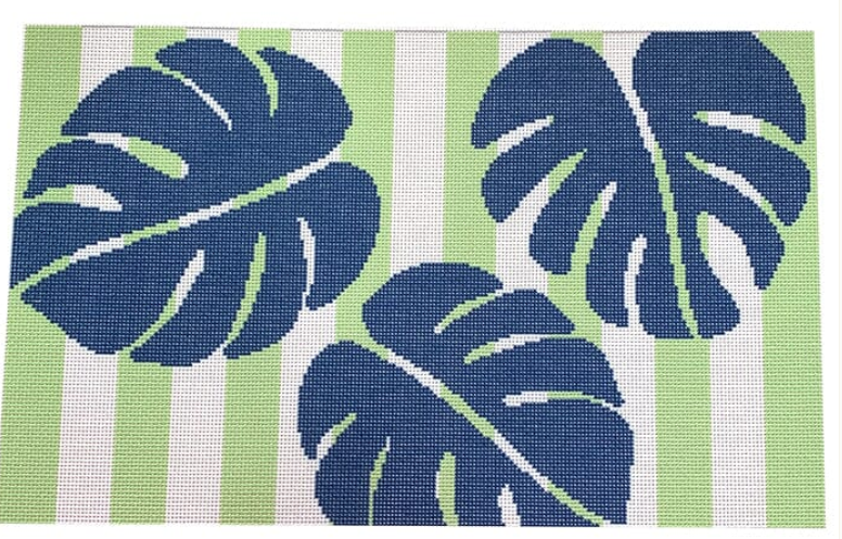 NTG-TS285 Monstera Stencil On Lime Bolster