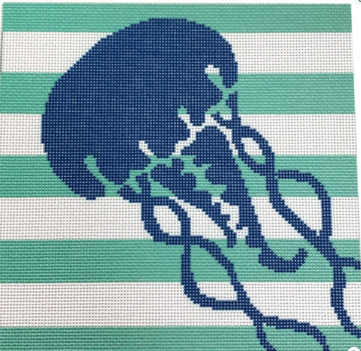 NTG-TS245 Jellyfish Stencil on Aqua Stripes