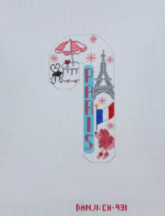 CH-931 Paris Travel Candy Cane Canvas