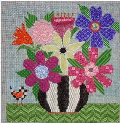 SF Georgous VaseWith Stitch Guide and Embellishments