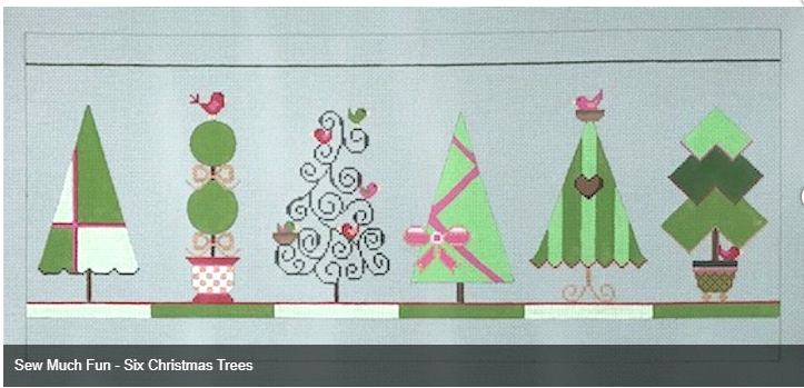 SF 6 Christmas Trees With Stitch Guide and Embellishments