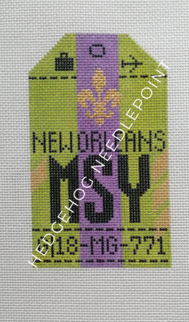 MSY 2021 Hedgie Needlepoint Luggage Tag- MSY New Orleans