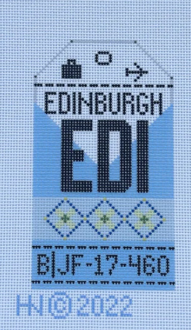 EDI Hedgie Needlepoint Luggage Tag- EDI Edinburgh