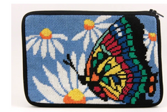 sz573 Butterfly and Daisies Purse Purse - Stitch N' Zip Cosmetic Purse