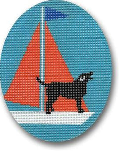 LRE-XO02 Black Lab on Sailboat - Orange