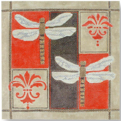 DK-PL32 Dragonflies on Black and Red