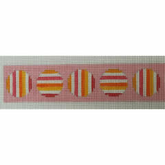 KKB564 oranges and pinks striped circles on pink belt 1.25 x 36.25