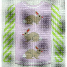 KKO208G 3 Brown Bunnies on Lavender 3.75 x 3.625