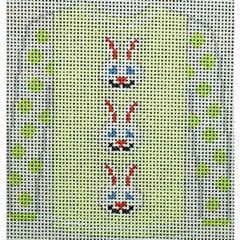 KKO208P 3 White Bunny Faces on Yellow 3.75 x 3.625