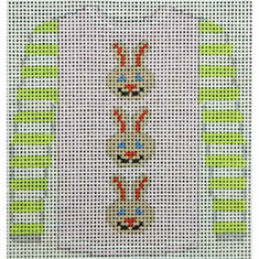 KKO208V 3 Brown Bunny Faces on Lavender 3.75 x 3.625