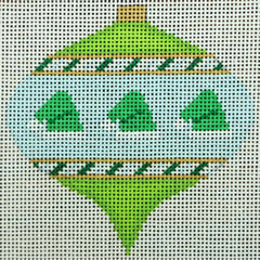 KKO218D Bauble Gold TB Green Santa Hats on Green Blue Top Point 2.5 x 3.5