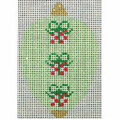 KKO218H Bauble Gold TB Presents on Green Stripes 2.5 x 3.5