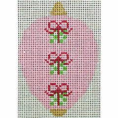 KKO218I Bauble Gold TB Presents on Pink Stripes 2.5 x 3.5