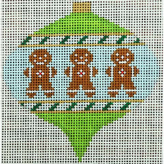 KKO218S bauble small gingerbread on green blue top point 3.5 x 3.5