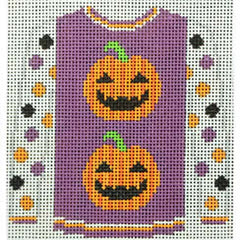 KKO220B 2 pumpkins on purple sweater 3.75 x 3.625