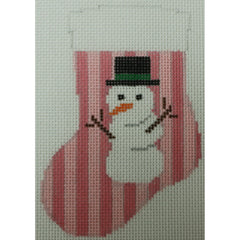 KKO244C big snowman on pink stripes 4.5 x 3
