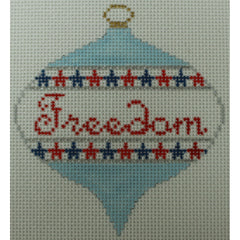 KKO247A freedom bauble with stars on light blue 3.75 x 3.5