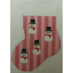 KKO255D snowmen on pink stripes 4.375 x 3