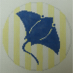 KKO256D sting ray on yellow stripes 4" round